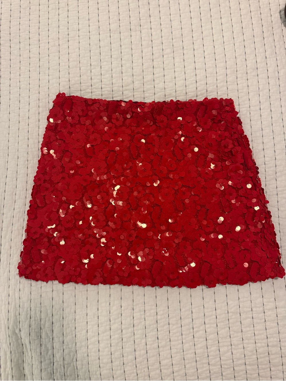 Red Sequin Mini Skirt